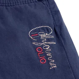 Olio Kids Cotton Woven Full Length Solid Color Trouser - Navy Blue image 3