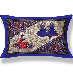 MILAAV Blue Ethnic Motifs 144 TC Single Bedsheet with 1 Pillow Covers image 3