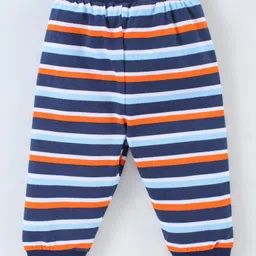 Babyhug Cotton Full Length Lounge Pants Striped Pack of 3 - Blue image 4