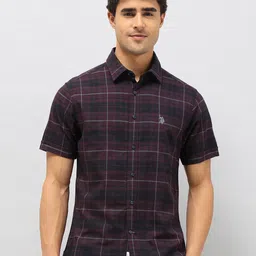 U.S. Polo Assn. Windowpane Checks Checked Spread Collar Pure Cotton Tailored Fit Shirt image 2