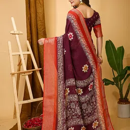 KAYOMMI Floral Printed Zari Banarasi Saree image 2