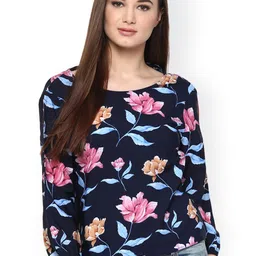 Harpa Women Navy Printed Regular Top-image-75