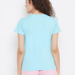 Clovia Blue Graphic Print T-Shirt image 2