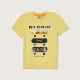 Fame Forever by Lifestyle Kids Yellow Cotton Printed T-Shirt-picture-27