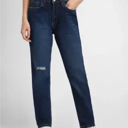 Forever 21 Dark Blue Cotton Distressed Jeans-image-66