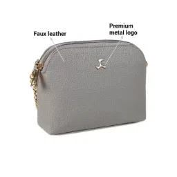 Mochi Grey Solid Medium Sling Handbag image 3