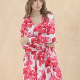 RAREISM Pink Cotton Printed Long Sleeves Dress-image-92