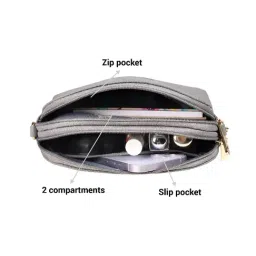 Mochi Grey Solid Medium Sling Handbag image 5