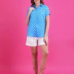 Qurvii Blue Regular Fit Printed Shirt image 3