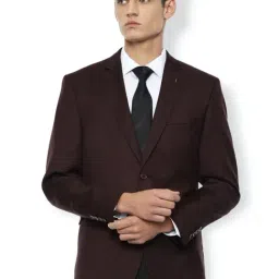 Van Heusen Maroon Slim Fit Self Pattern Blazer-picture-29
