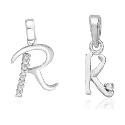 Taraash 92.5 Sterling Silver 'R' & 'K' Initial Letter Couple Pendants-picture-29
