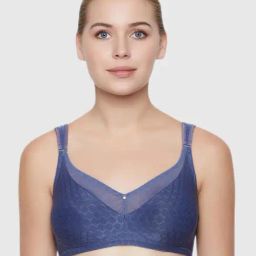 Triumph Navy Self Print Non Padded Bra-picture-21