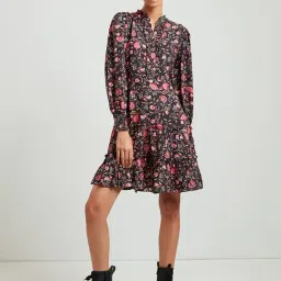 Cover Story Black Printed Skater Dress-image-35