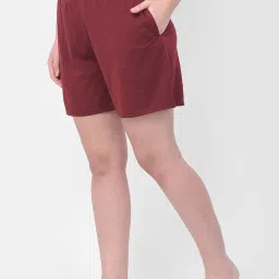 Clovia Maroon Cotton Shorts image 4