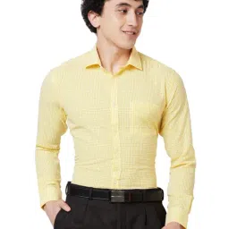 Park Avenue Yellow Slim Fit Checks Shirt-picture-15