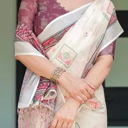 MAHARANI COUTURE Ethnic Motifs Printed Pure Linen Saree-picture-30