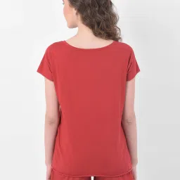 Clovia Red Cotton Top & Shorts Set image 2