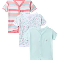 MiArcus Kids Green Printed Open Vest (Pack Of 3) image 1