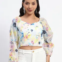 Madame Women Abstract Printed Sweetheart Neck Top-picture-31
