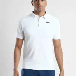 Reebok White Regular Fit Sports Polo T-Shirt-image-40