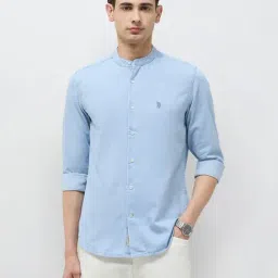 U.S. Polo Assn. Denim Co. Blue Cotton Slim Fit Shirt-picture-41