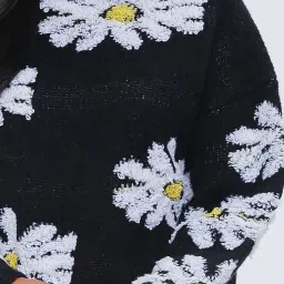 Forever 21 Black Floral Print Sweater image 5