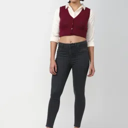 Forever 21 Maroon Regular Fit Sweater image 4
