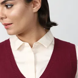 Forever 21 Maroon Regular Fit Sweater image 5