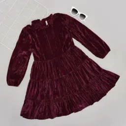 Pantaloons Junior Girls Chili Pepper Solid Full Sleeves Casual Dresses-image-28