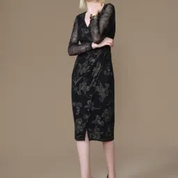 Kazo Black Regular Fit Floral Dress-picture-33