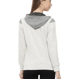 Campus Sutra Cream & Grey Textured Hoodie image 2