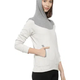 Campus Sutra Cream & Grey Textured Hoodie image 3