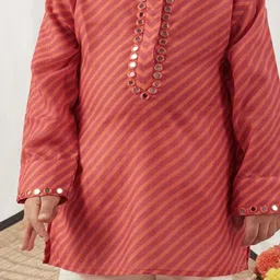 Vivedkids Boys Striped Regular Mirror Work Pure Cotton Kurta with Trousers image 2