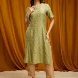 Pink Fort Lime Green Printed Straight Kurta-picture-43