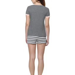 Slumber Jill Grey & White Printed Top With Shorts image 2