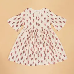 Akkriti by Pantaloons Girls Ecru Printed Casual Dresses image 3