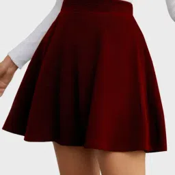 BUYNEWTREND Maroon Skater Skirt-image-21