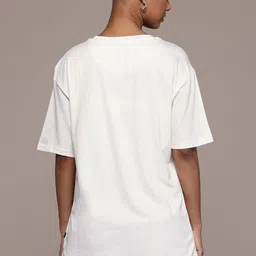 The Roadster Lifestyle Co Printed Pure Cotton Oversized  T-shirt image 4