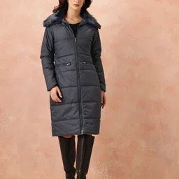 all about you Faux Fur Detail Longline Parka Jacket image 2