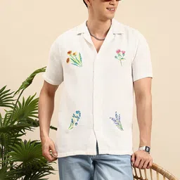 Mast & Harbour Floral Embroidered Pure Cotton Casual Shirt-picture-19