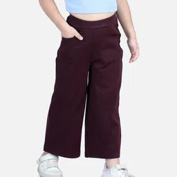 Aww Hunnie Full Length Solid Flared Trouser With Front Pocket - Purple-picture-16