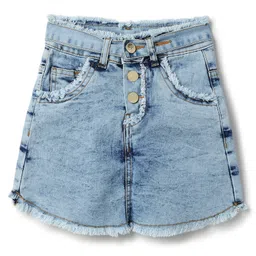 Tales & Stories Denim Woven Mild Washed Skorts - Light Blue-picture-15