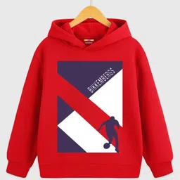 KUCHIPOO Fleece Knit Football Player Printed Light Winter Hoodie - Red-picture-22