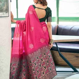 Anjaneya Sarees Woven Design Banarasi Saree With Blouse Piece image 5