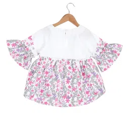 Under Fourteen Only Half Bell Sleeeves Floral Printed Top - Off White image 2