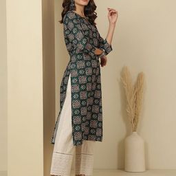 Anouk Rustic Floral Printed Notch Neck Straight Kurta-picture-27