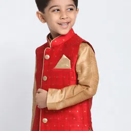 JBN Creation Boys Woven Slim Fit Banarasi Nehru Jacket image 3