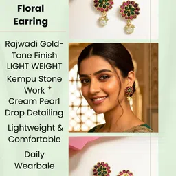 ORANGENYSHA Kundan & Pearls-Studded Jewellery Set image 4