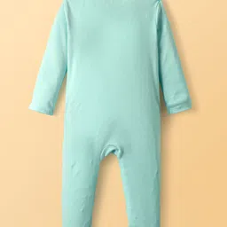 Babyoye Disney Interlock Knit Full Sleeves Front Open Footed Sleep Suits with Winnie the Pooh Graphics Pack of 2 - White & Sea Green image 5