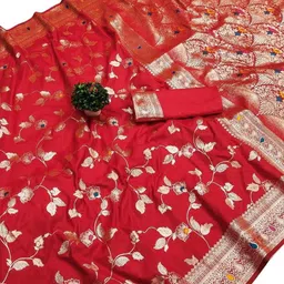 RATNAVALI Ethnic Motifs Zari Art Silk Heavy Work Paithani Saree image 1